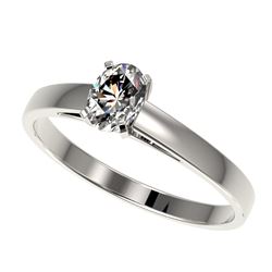 0.50 CTW Certified VS/SI Quality Oval Diamond Engagement Ring 10K White Gold - REF-77Y6N - 32962