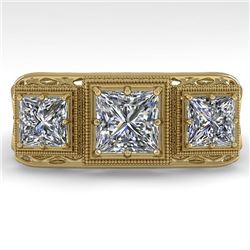 2 CTW Past Present Future VS/SI Princess Diamond Ring 18K Yellow Gold - REF-481Y6N - 36070