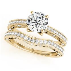 1.52 CTW Certified VS/SI Diamond Solitaire 2Pc Wedding Set Antique 14K Yellow Gold - REF-398M8F - 31