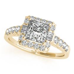 1.65 CTW Certified VS/SI Princess Diamond Solitaire Halo Ring 18K Yellow Gold - REF-450Y4N - 27194