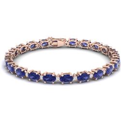 19.7 CTW Tanzanite & VS/SI Certified Diamond Eternity Bracelet 10K Rose Gold - REF-187H6W - 29380