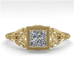 0.50 CTW VS/SI Princess Diamond Solitaire Engagement Ring Deco 18K Yellow Gold - REF-113F8M - 36025