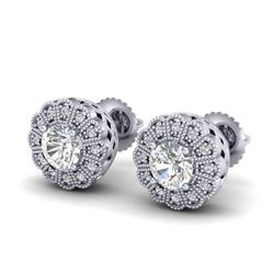 1.32 CTW VS/SI Diamond Solitaire Art Deco Stud Earrings 18K White Gold - REF-245K5R - 37052