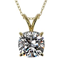 1.25 CTW Certified VS/SI Quality Cushion Cut Diamond Necklace 10K Yellow Gold - REF-367R3K - 33219