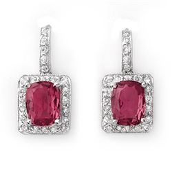 3.50 CTW Pink Tourmaline & Diamond Earrings 14K White Gold - REF-74Y2N - 10995