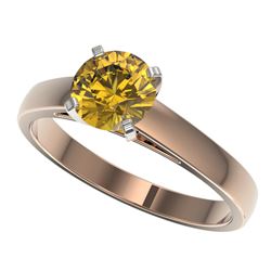 1.23 CTW Certified Intense Yellow SI Diamond Solitaire Ring 10K Rose Gold - REF-231R8K - 36542