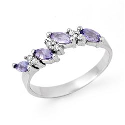 0.75 CTW Tanzanite & Diamond Ring 18K White Gold - REF-35N5Y - 13004