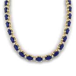 55.5.0 CTW Sapphire & VS/SI Certified Diamond Eternity Necklace 10K Yellow Gold - REF-292N2Y - 29434