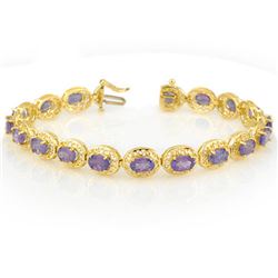 18.0 CTW Tanzanite Bracelet 10K Yellow Gold - REF-121M8F - 11329