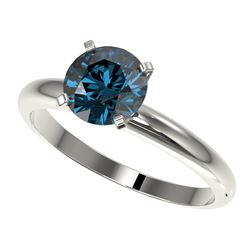 1.50 CTW Certified Intense Blue SI Diamond Solitaire Engagement Ring 10K White Gold - REF-240K2R - 3