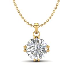 1 CTW VS/SI Diamond Solitaire Art Deco Stud Necklace 18K Yellow Gold - REF-294T2X - 36916