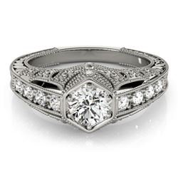 0.65 CTW Certified VS/SI Diamond Solitaire Antique Ring 18K White Gold - REF-137M3F - 27300