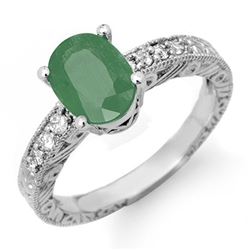 2.56 CTW Emerald & Diamond Ring 18K White Gold - REF-54H2W - 14152