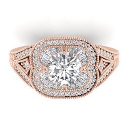 1.95 CTW Certified VS/SI Diamond Art Deco Micro Ring 14K Rose Gold - REF-421K6R - 30505