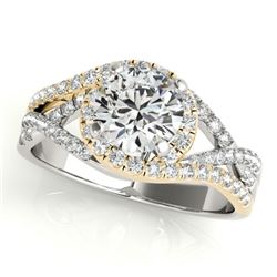 1.25 CTW Certified VS/SI Diamond Solitaire Halo Ring 18K White & Yellow Gold - REF-242Y4N - 26609