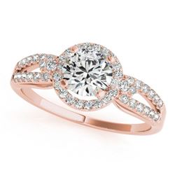 1 CTW Certified VS/SI Diamond Solitaire Halo Ring 18K Rose Gold - REF-192R8K - 26806