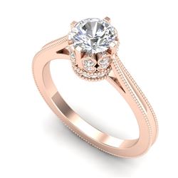 1.14 CTW VS/SI Diamond Solitaire Art Deco Ring 18K Rose Gold - REF-220X5T - 36828