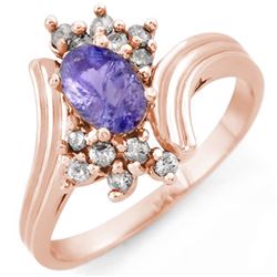 1.0 CTW Tanzanite & Diamond Ring 14K Rose Gold - REF-37R8K - 10148