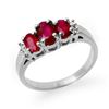 Image 1 : 1.18 CTW Ruby & Diamond Ring 18K White Gold - REF-43M3F - 13209