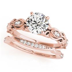 1.21 CTW Certified VS/SI Diamond Solitaire 2Pc Wedding Set Antique 14K Rose Gold - REF-381R6K - 3145