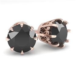 3.0 CTW Black Diamond Stud Solitaire Earrings 18K Rose Gold - REF-100M2F - 35702