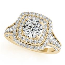 1.65 CTW Certified VS/SI Diamond Solitaire Halo Ring 18K Yellow Gold - REF-180F9M - 26469