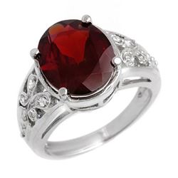 6.15 CTW Garnet & Diamond Ring 10K White Gold - REF-40X2T - 11010