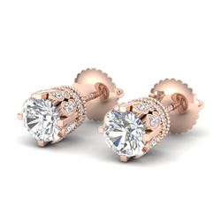 3 CTW VS/SI Diamond Solitaire Art Deco Stud Earrings 18K Rose Gold - REF-619H6W - 36837