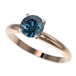 1.25 CTW Certified Intense Blue SI Diamond Solitaire Engagement Ring 10K Rose Gold - REF-179R3K - 32