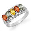 Image 1 : 2.0 CTW Multi-Sapphire & Diamond Ring 18K White Gold - REF-50W8H - 13756