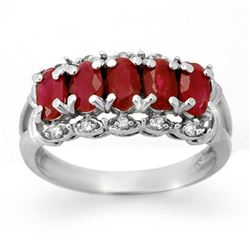 2.0 CTW Ruby & Diamond Ring 10K White Gold - REF-28K5R - 12432