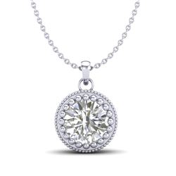 1 CTW VS/SI Diamond Solitaire Art Deco Necklace 18K White Gold - REF-292W5H - 36890