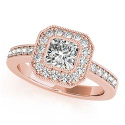 0.80 CTW Certified VS/SI Cushion Diamond Solitaire Halo Ring 18K Rose Gold - REF-161X3T - 27175