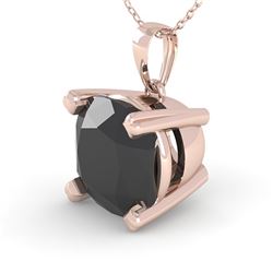 3 CTW Cushion Black Diamond Designer Necklace 18K Rose Gold - REF-89M8F - 32375