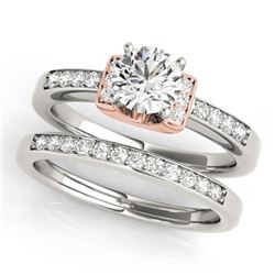 1.26 CTW Certified VS/SI Diamond Solitaire 2Pc Set 14K White & Rose Gold - REF-373F6M - 31596