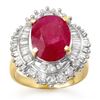 Image 1 : 6.15 CTW Ruby & Diamond Ring 14K Yellow Gold - REF-158F5M - 13129