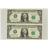 Image 1 : 2-2003-A $1 FRN'S LOW CONSECUTIVE SERIAL 'S UNC