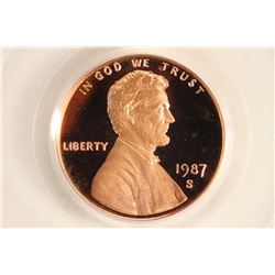 1987-S LINCOLN CENT PCGS PR69RD DCAM