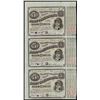 Image 1 : Uncut Sheet of (3) 1876 State of Louisiana Baby Bond Obsolete Notes