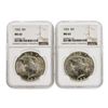 Image 1 : Lot of (2) 1923 $1 Peace Silver Dollar Coins NGC MS63