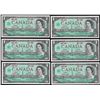 Image 1 : Lot of (6) 1967 $1 Bank of Canada Note Uncirculated