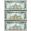 Image 2 : Lot of (3) 1987 $1 Disney Dollar Notes