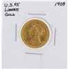 Image 1 : 1908 $5 Liberty Head Half Eagle Gold Coin