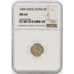 1904 Hong Kong 5 Cents Silver Coin NGC MS64