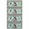 Image 1 : Lot of (4) 1987 $1 Disney Dollar Notes