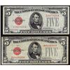 Image 1 : Lot of (2) 1928 $5 Legal Tender Notes