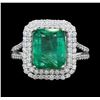 Image 1 : Platinum 4.29ct Emerald and Diamond Ring