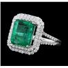 Image 2 : Platinum 4.29ct Emerald and Diamond Ring