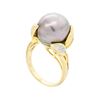 Image 3 : 18KT Yellow Gold 13.20mm Tahitian Pearl and Diamond Ring