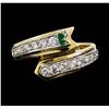 Image 1 : 14KT Yellow Gold Emerald and Diamond Ring